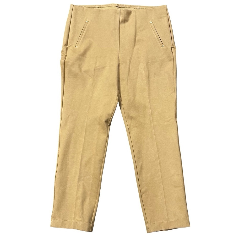 Chico’s Juliet Slim Trim Detail Pants Brown Size 14 R Stretchy Comfy Career